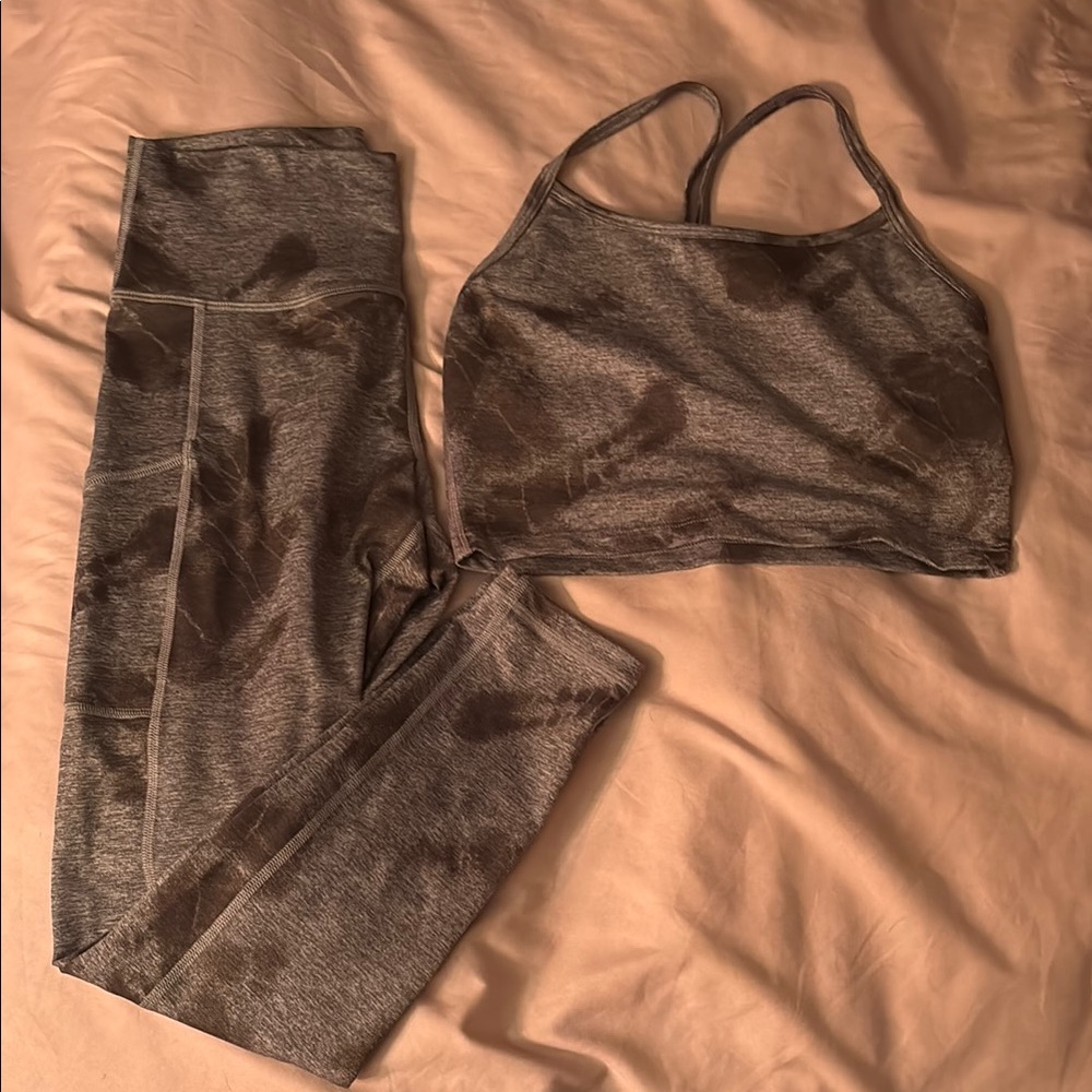 Gray Tie-Dye Activewear Set